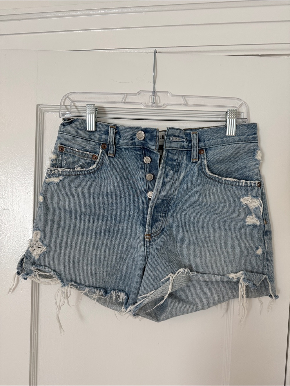 Agolde High-Rise Distressed Denim Shorts